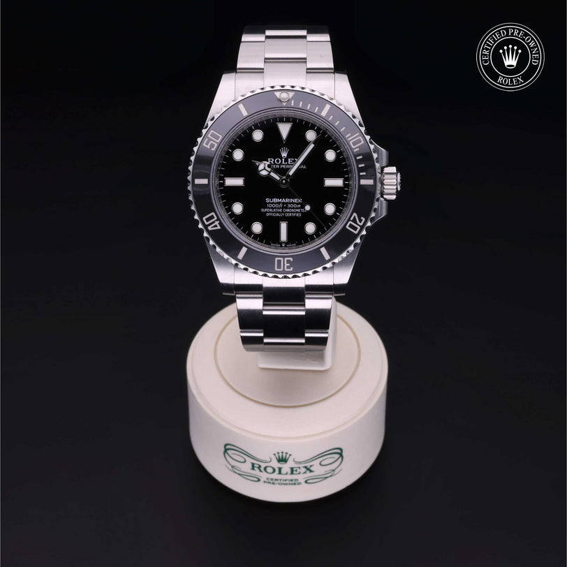 Rolex Certified Pre-owned Submariner M124060-0001 front on black background