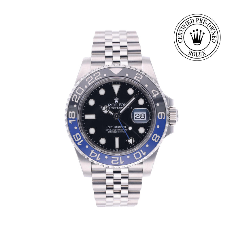 Rolex Certified Pre-owned GMT M126710BLNR-0002 front on white background