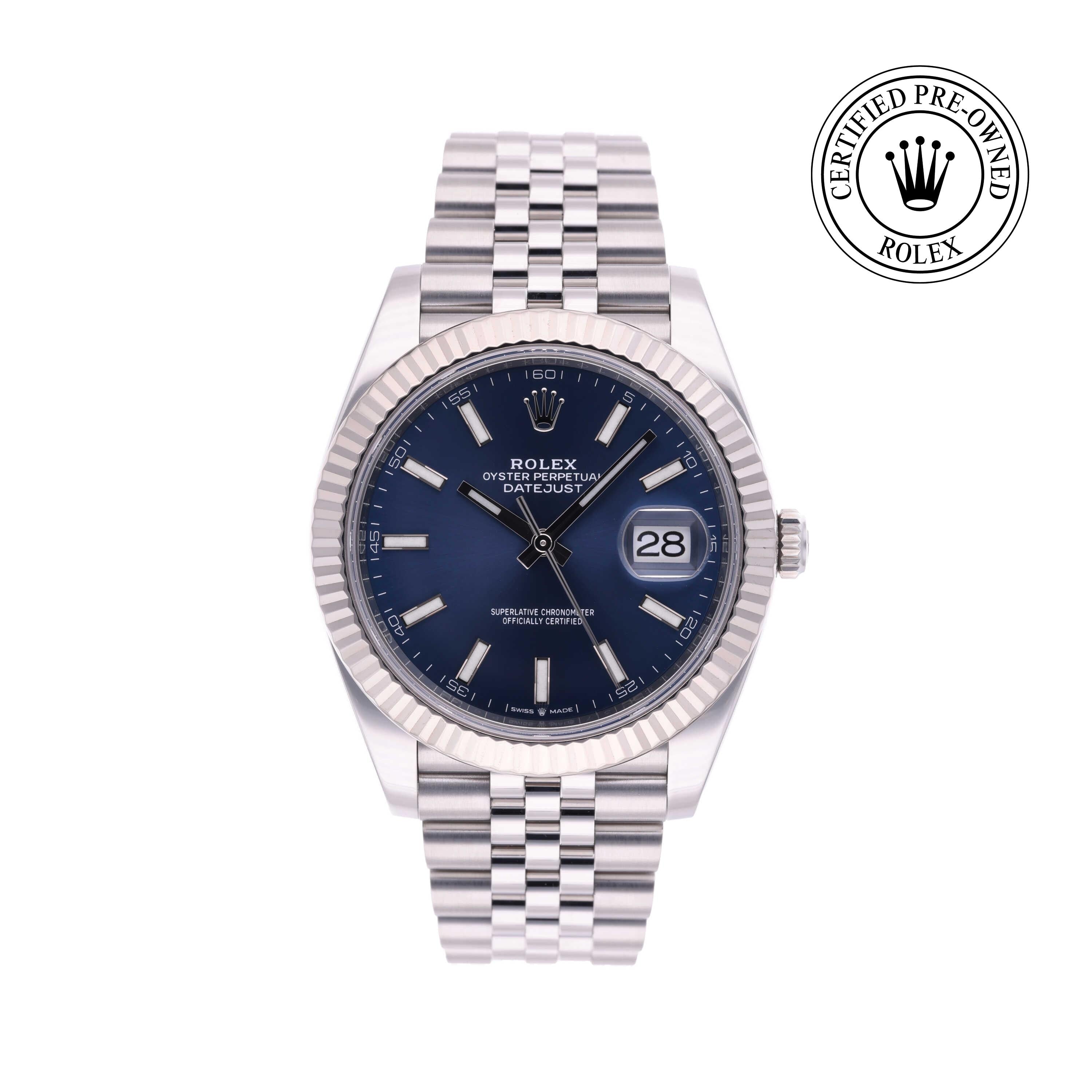 Rolex Certified Pre-owned Datejust M126334-0002 front on white background
