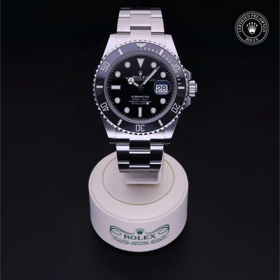 Rolex Certified Pre-owned Submariner M126610LN-0001 front on black background