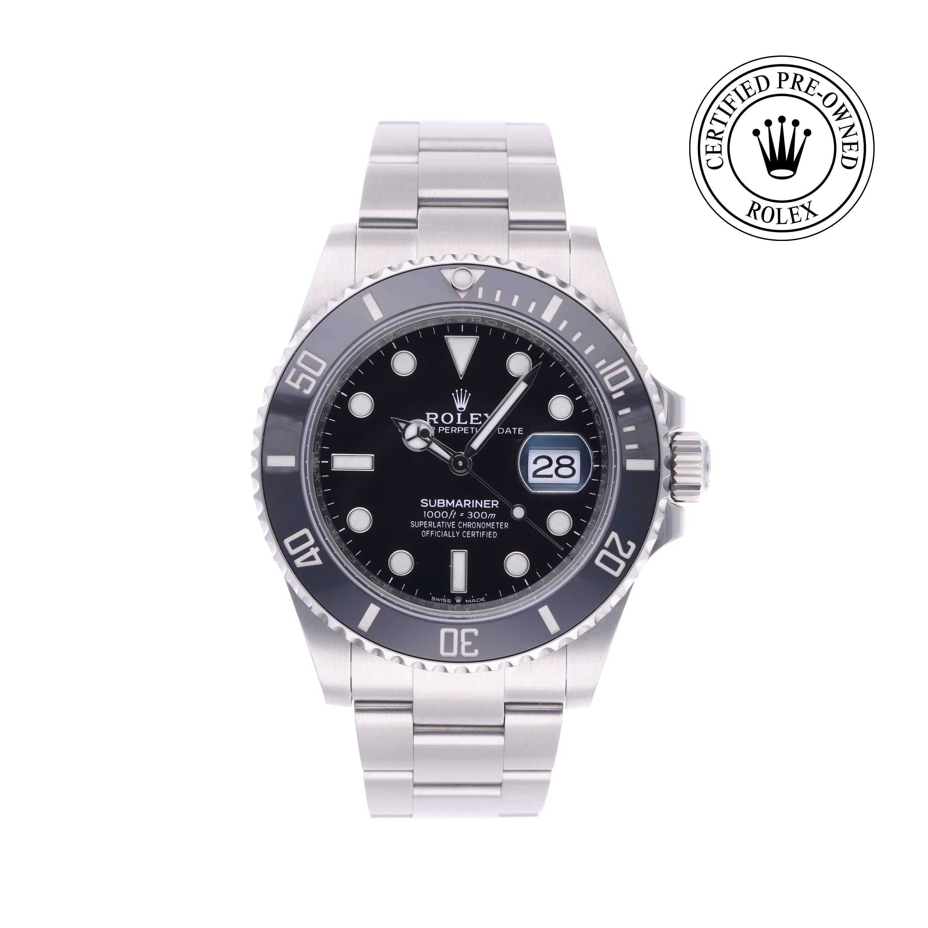 Rolex Certified Pre-owned Submariner M126610LN-0001 front on white background