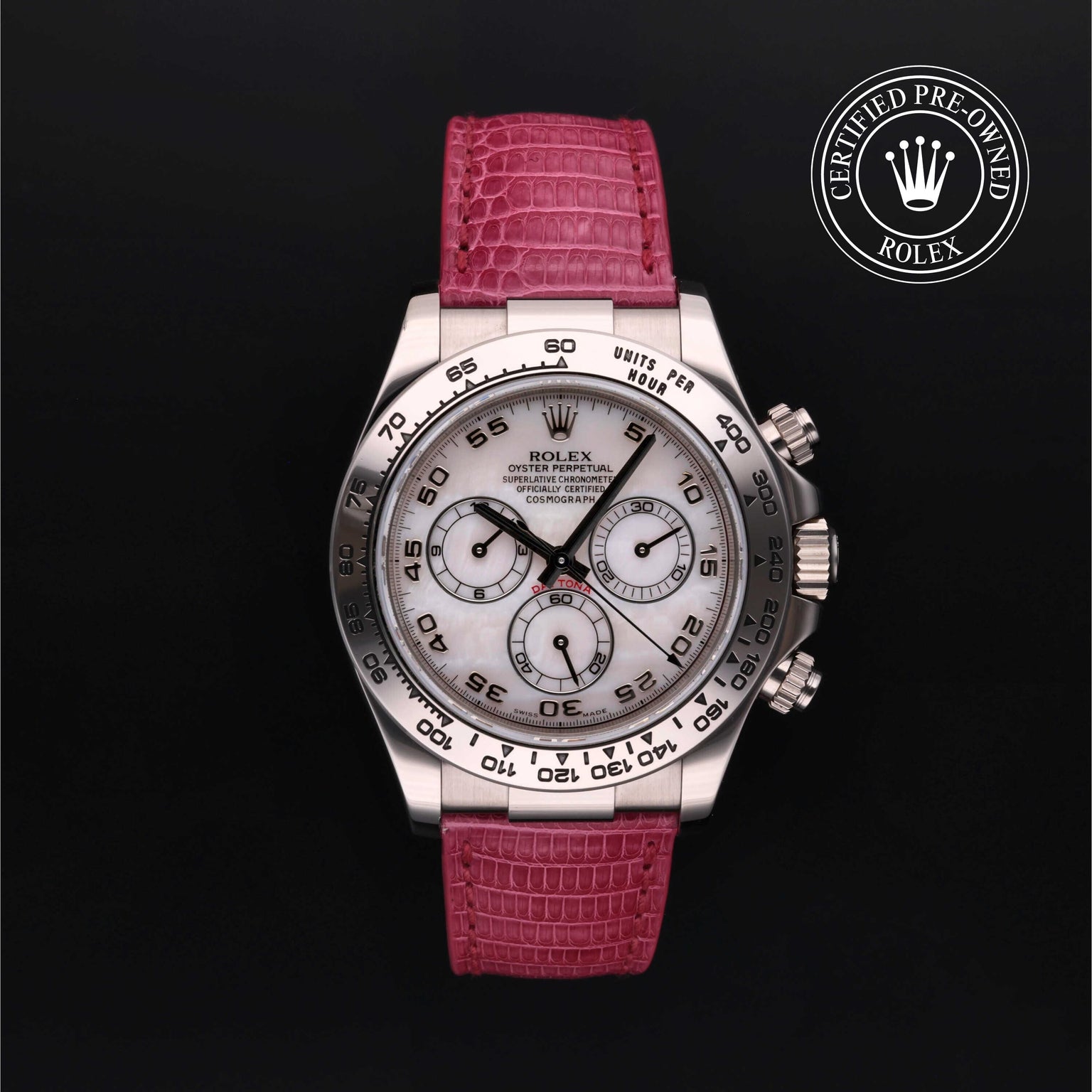 Rolex Certified Pre-owned Daytona M116519-0021 front on black background