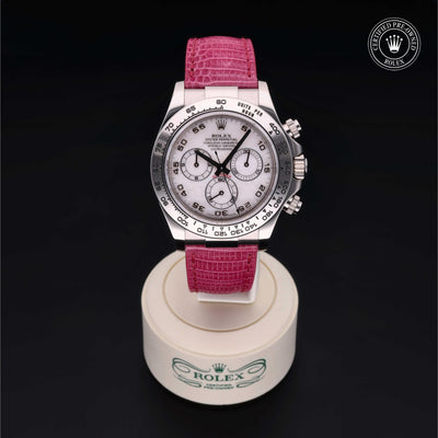 Rolex Certified Pre-owned Daytona M116519-0021 front on black background