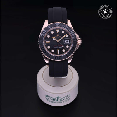 Rolex Certified Pre-owned Yacht-Master M116655-0001 front on black background