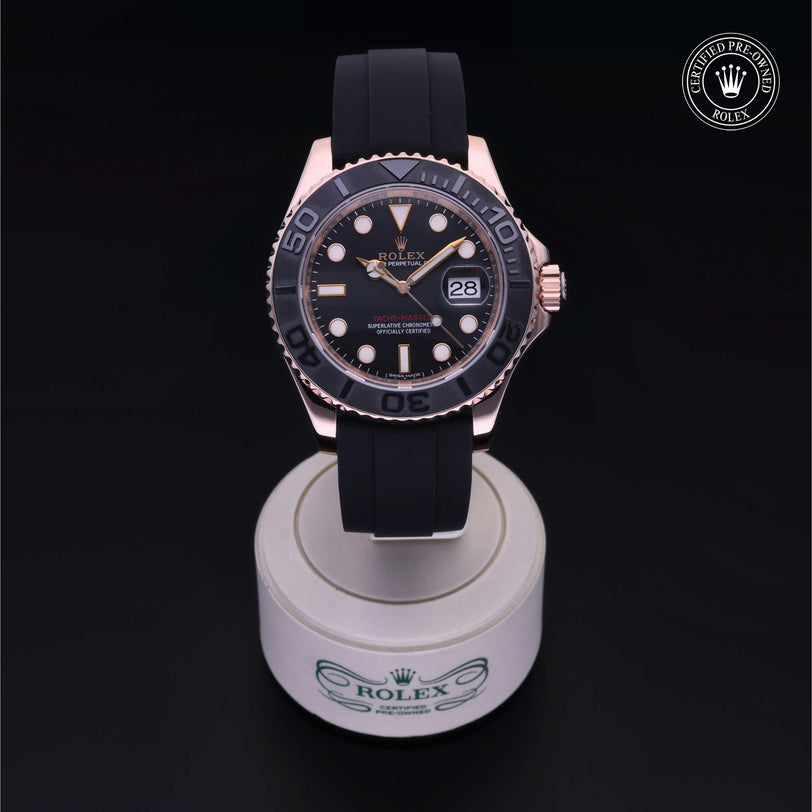 Rolex Certified Pre-owned Yacht-Master M116655-0001 front on black background