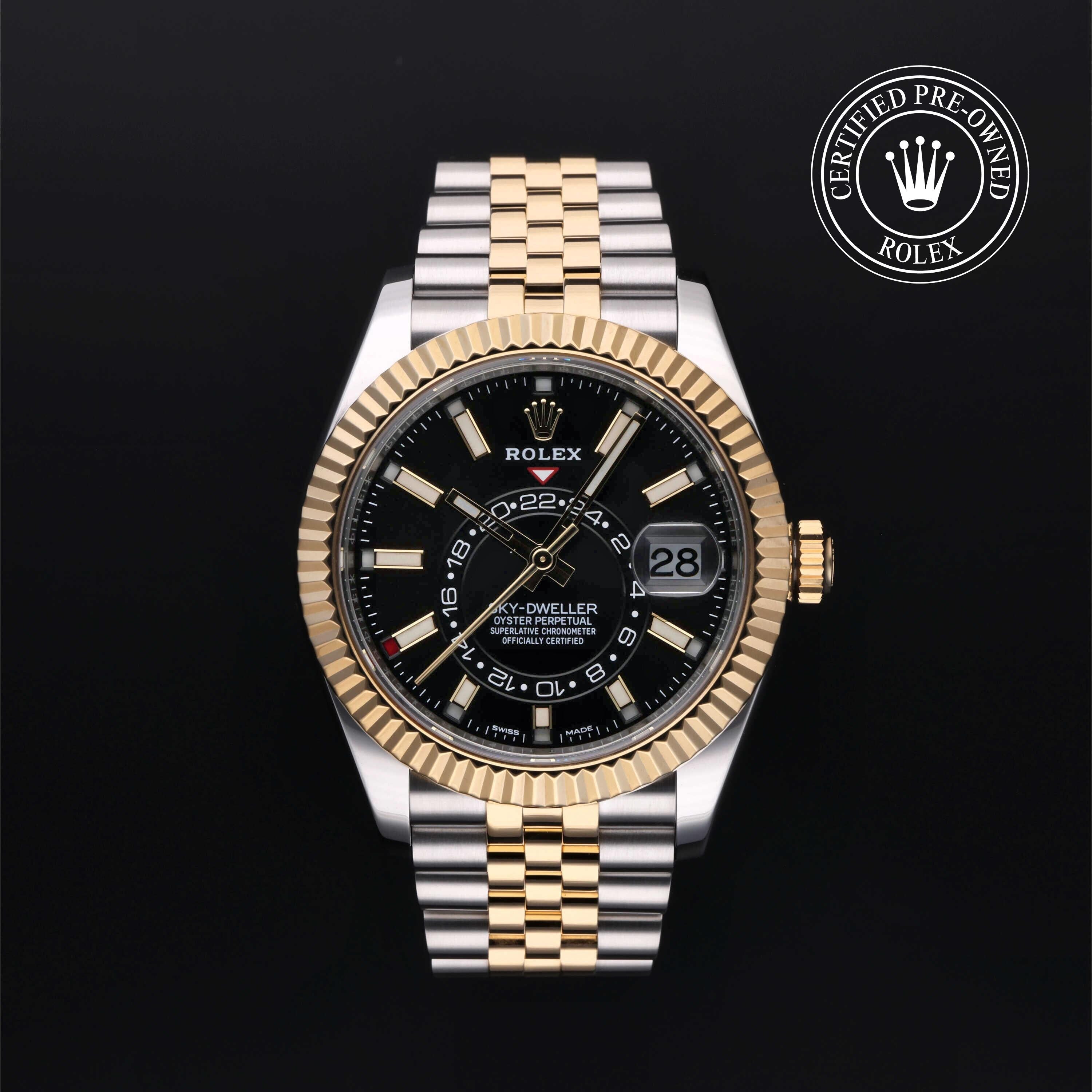 Rolex Certified Pre-owned Sky-Dweller M326933-0005 front on black background