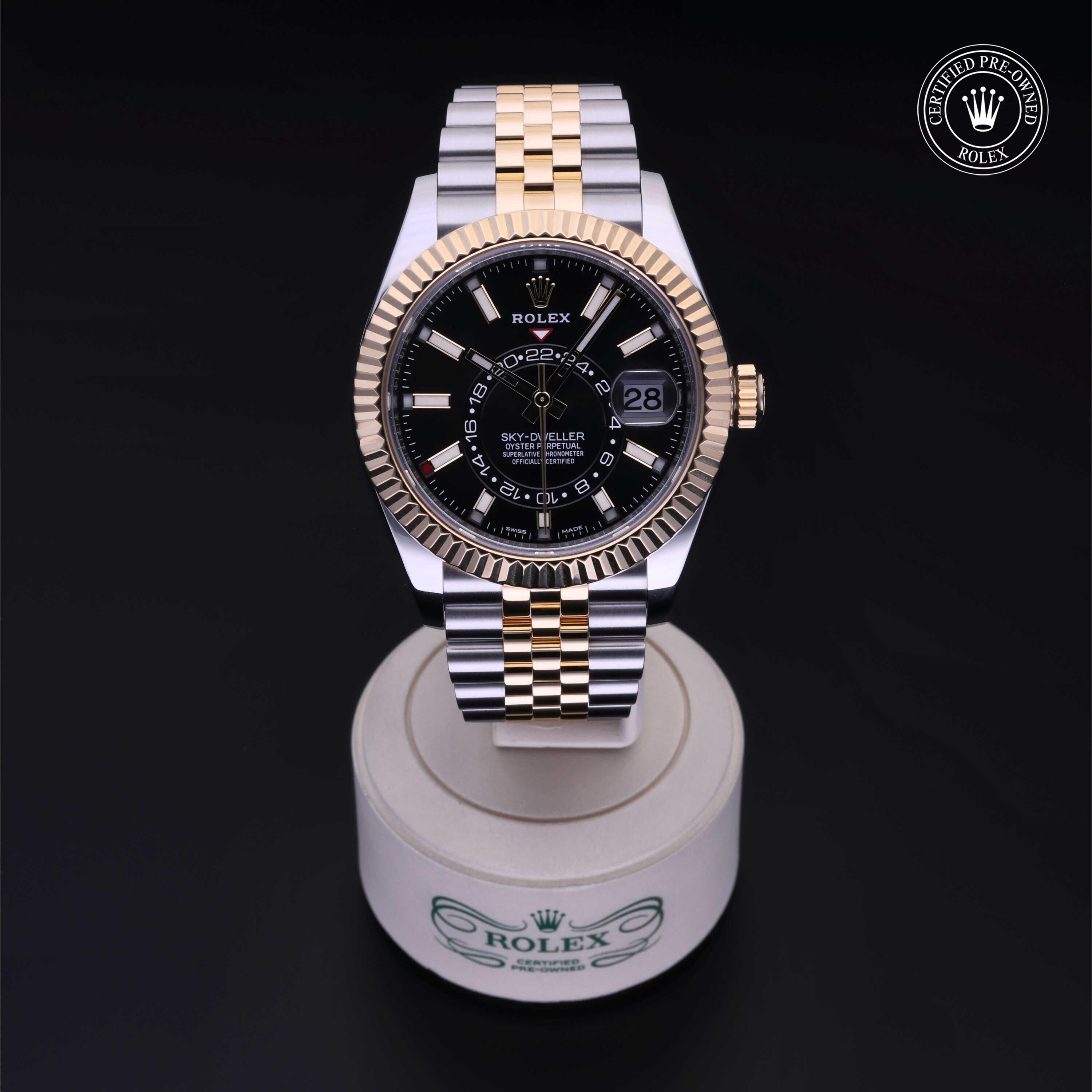 Rolex Certified Pre-owned Sky-Dweller M326933-0005 front on black background
