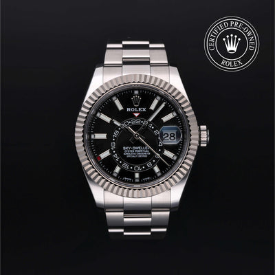 Rolex Certified Pre-owned Sky-Dweller M326934-0005 front on black background