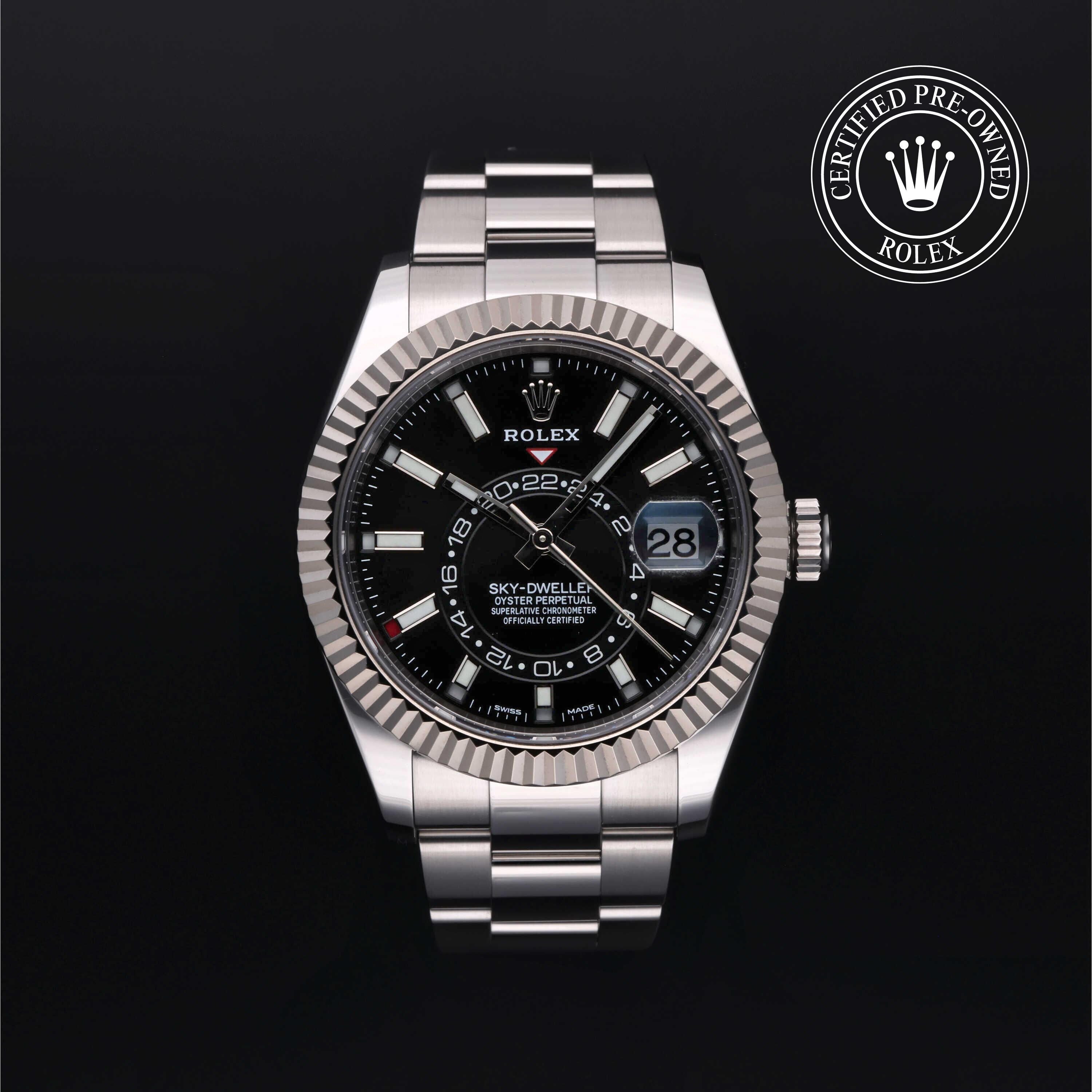 Rolex Certified Pre-owned Sky-Dweller M326934-0005 front on black background
