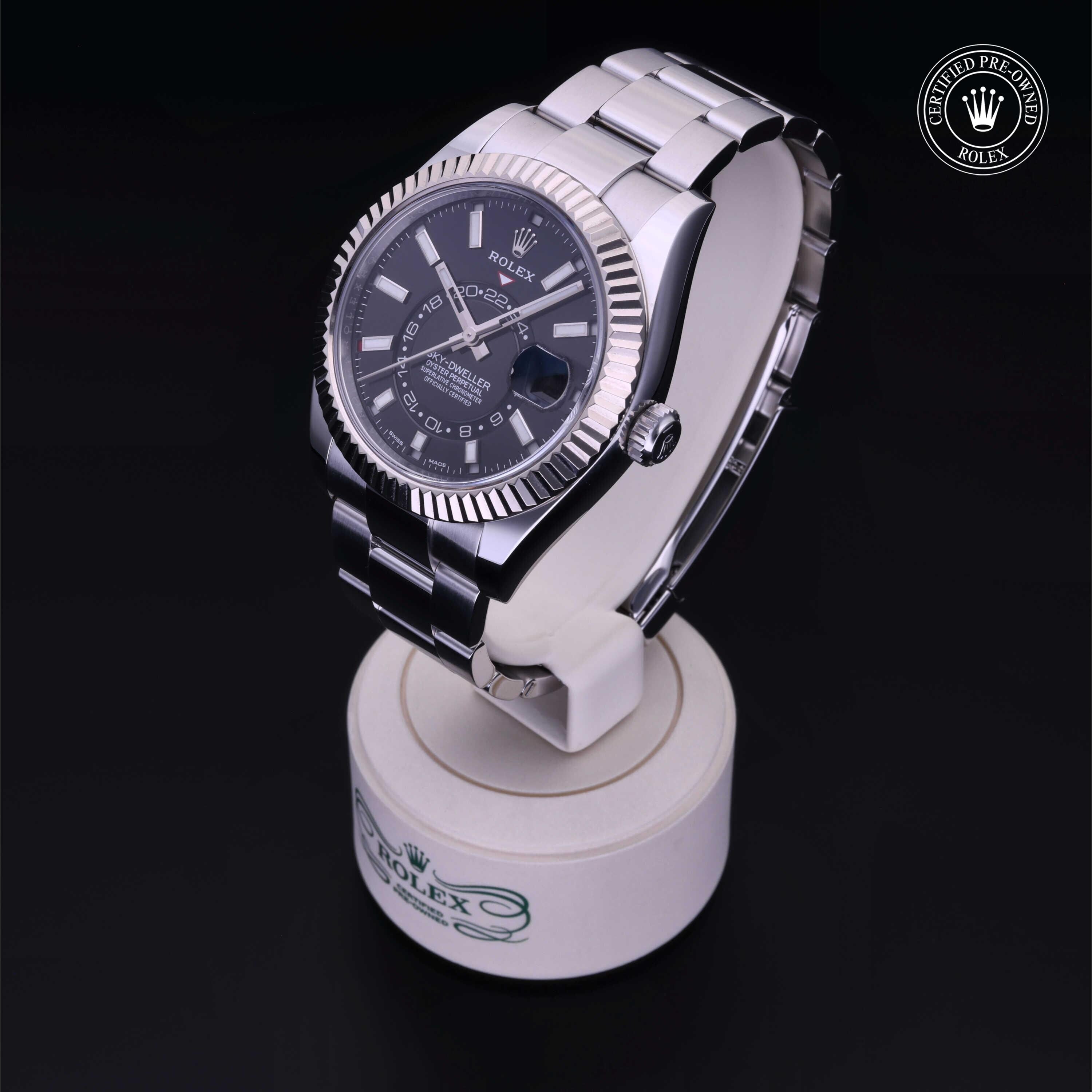 Rolex Certified Pre-owned Sky-Dweller M326934-0005 front on black background