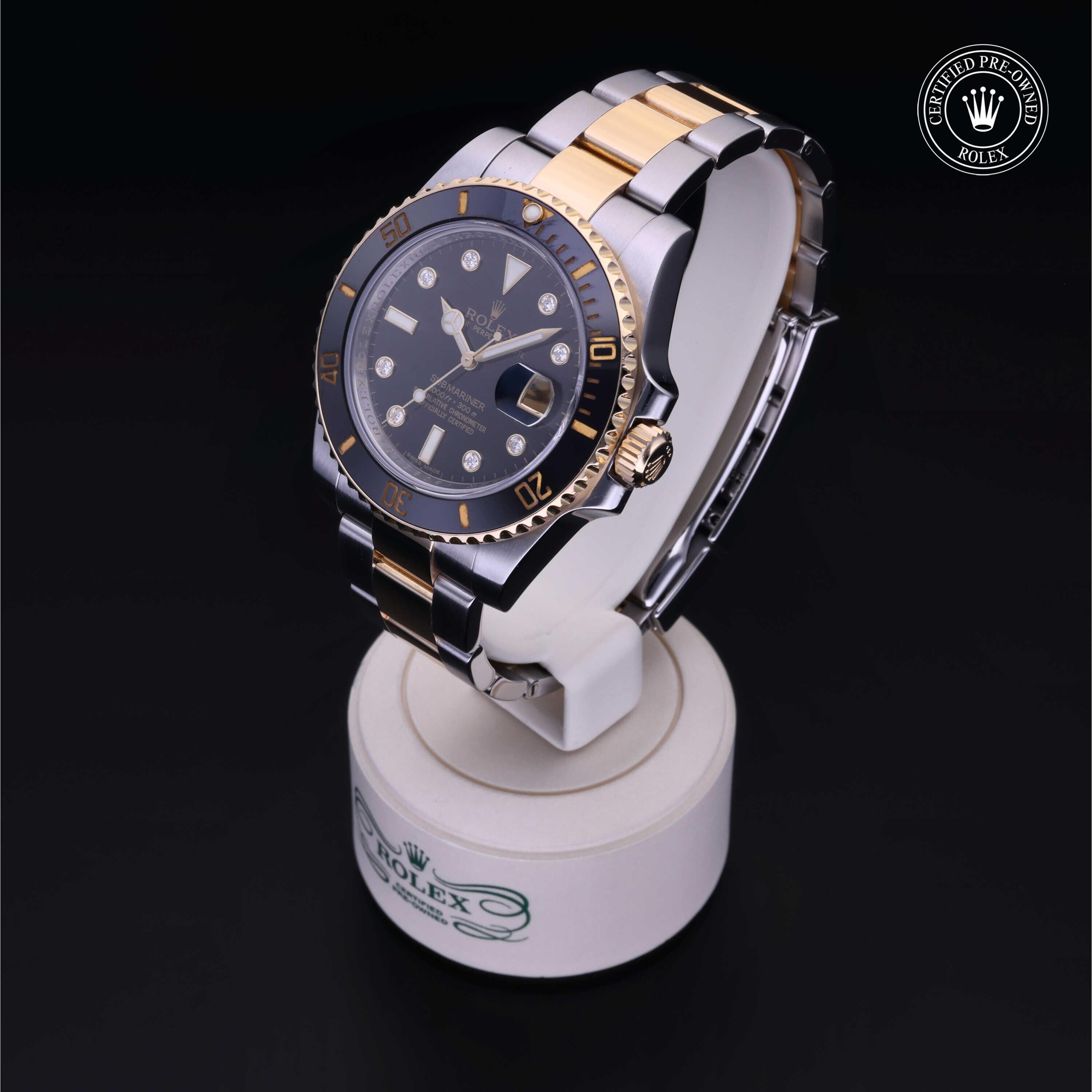 Rolex Certified Pre-owned Submariner M116613LN-0003 front on black background