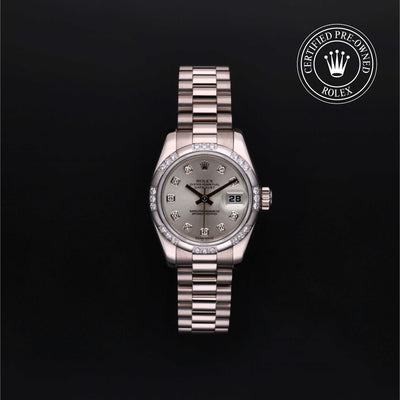 Rolex Certified Pre-owned Lady Datejust M179369-0021 front on black background