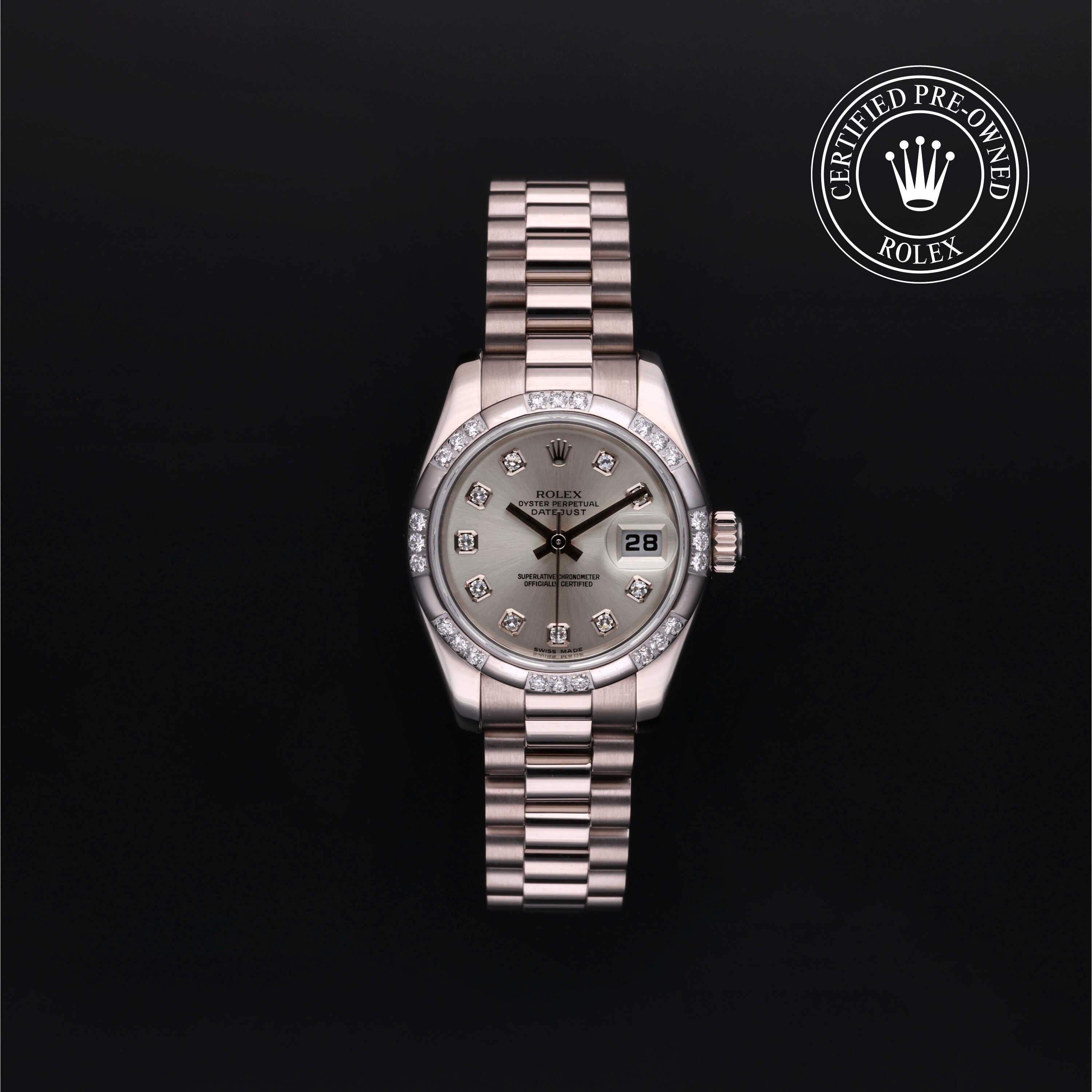 Rolex Certified Pre-owned Lady Datejust M179369-0021 front on black background