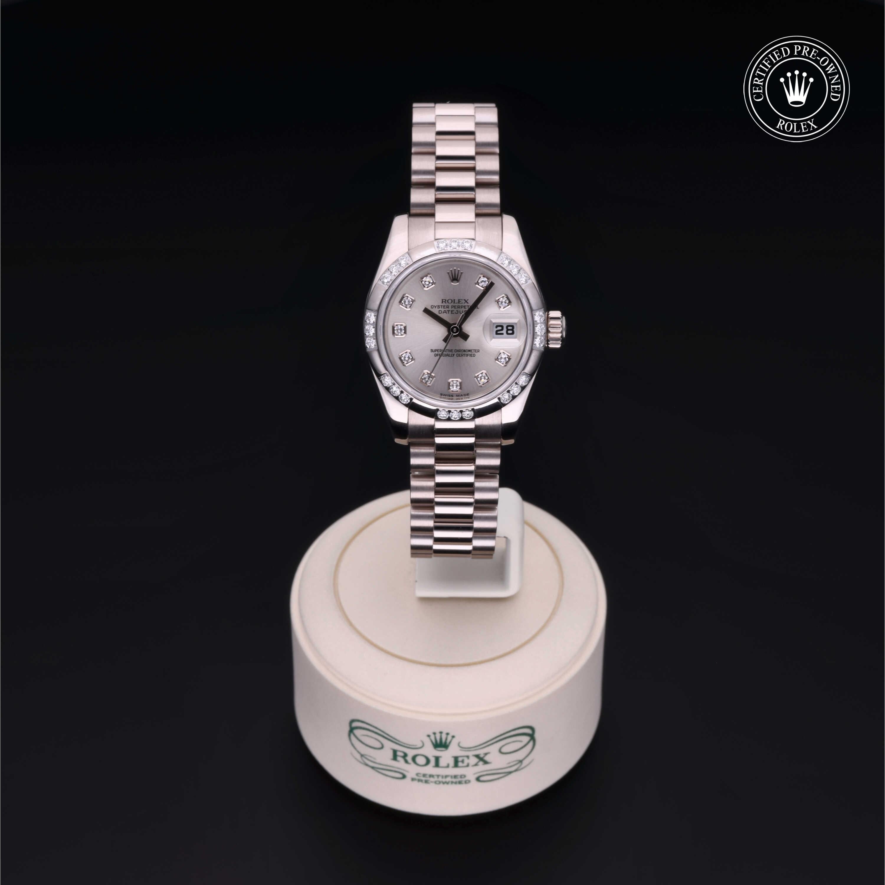 Rolex Certified Pre-owned Lady Datejust M179369-0021 front on black background