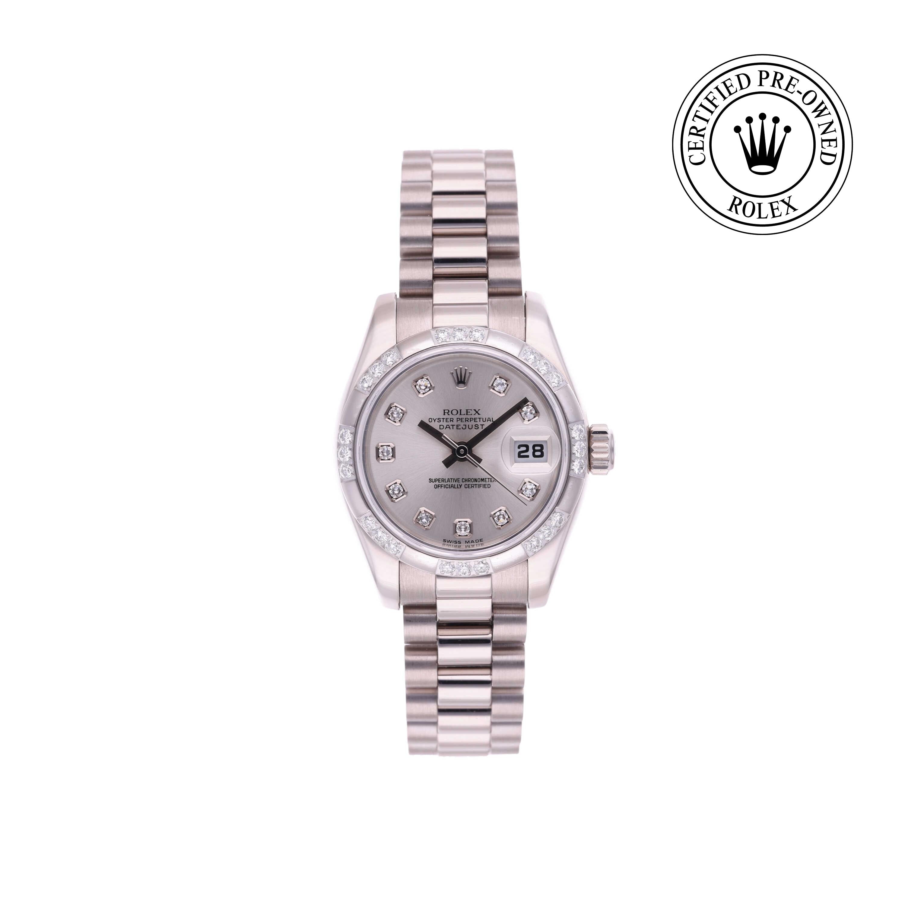 Rolex Certified Pre-owned Lady Datejust M179369-0021 front on white background