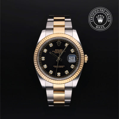 Rolex Certified Pre-owned Datejust M126333-0005 front on black background