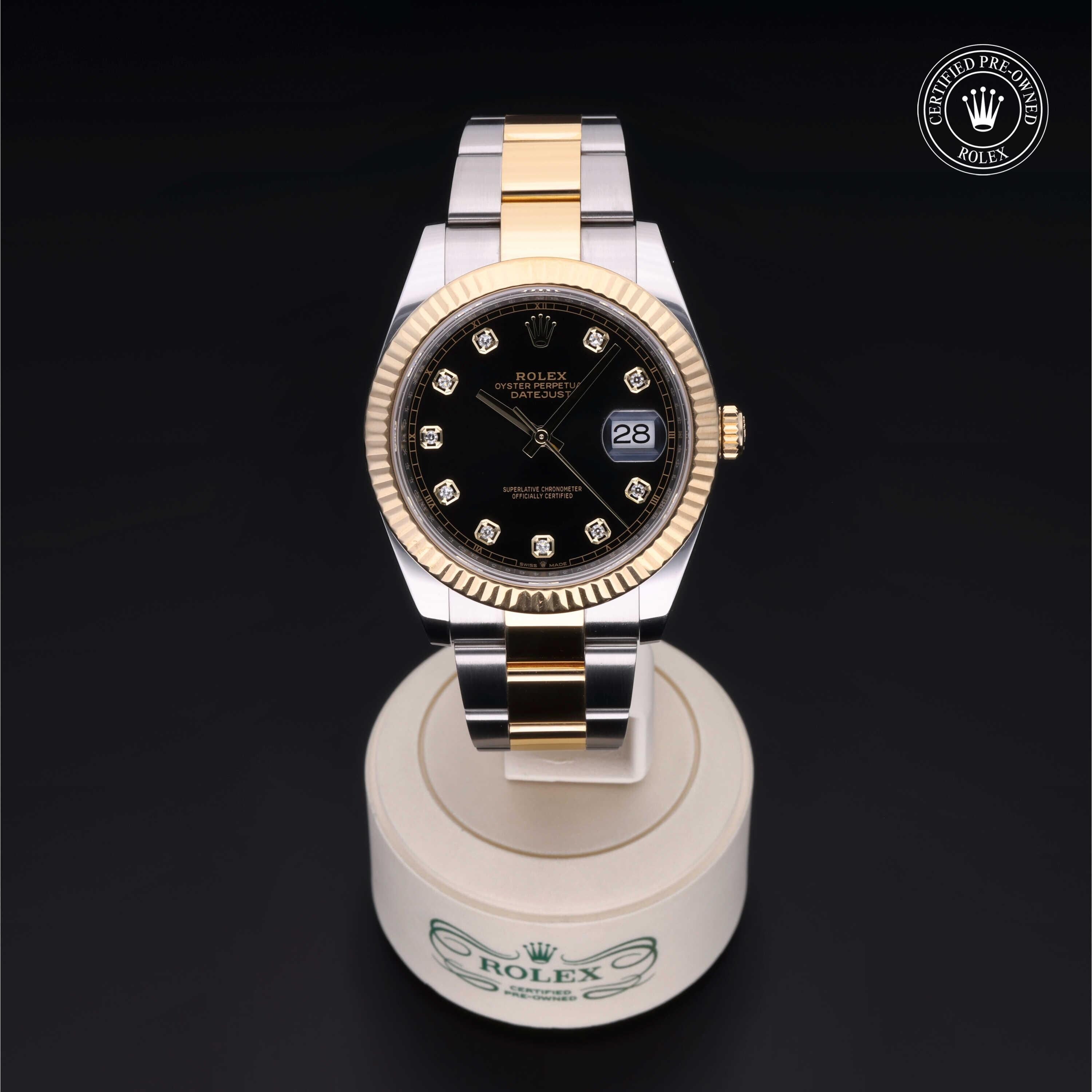 Rolex Certified Pre-owned Datejust M126333-0005 front on black background