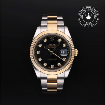 Rolex Certified Pre-owned Datejust M126333-0005 front on black background