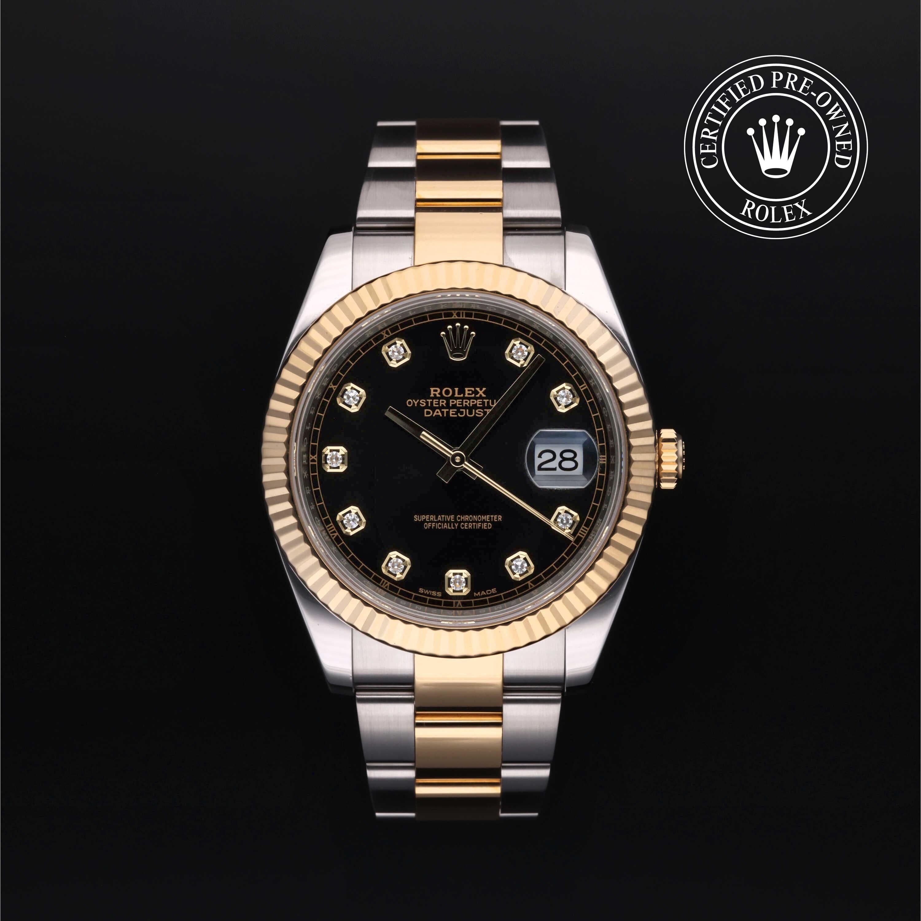 Rolex Certified Pre-owned Datejust M126333-0005 front on black background
