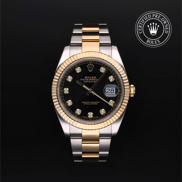 Rolex Certified Pre-owned Datejust M126333-0005 front on black background
