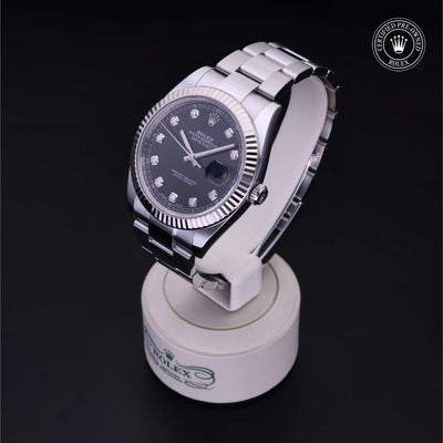 Rolex Certified Pre-owned Datejust M126334-0011 front on black background