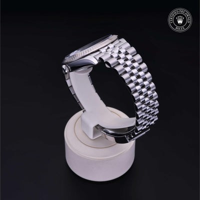 Rolex Certified Pre-owned Datejust M126334-0026 front on black background