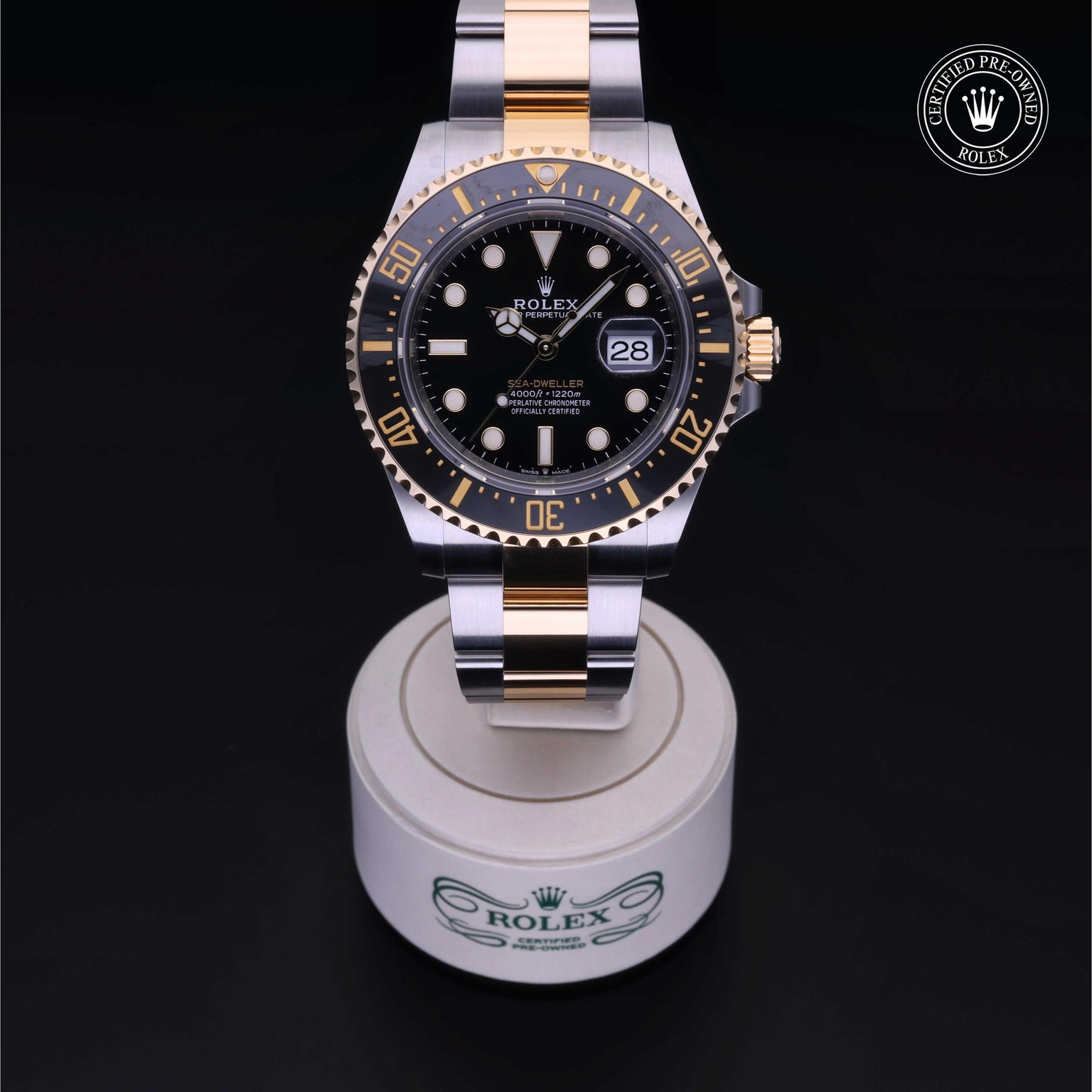 Rolex Certified Pre-owned Sea-Dweller M126603-0001 front on black background