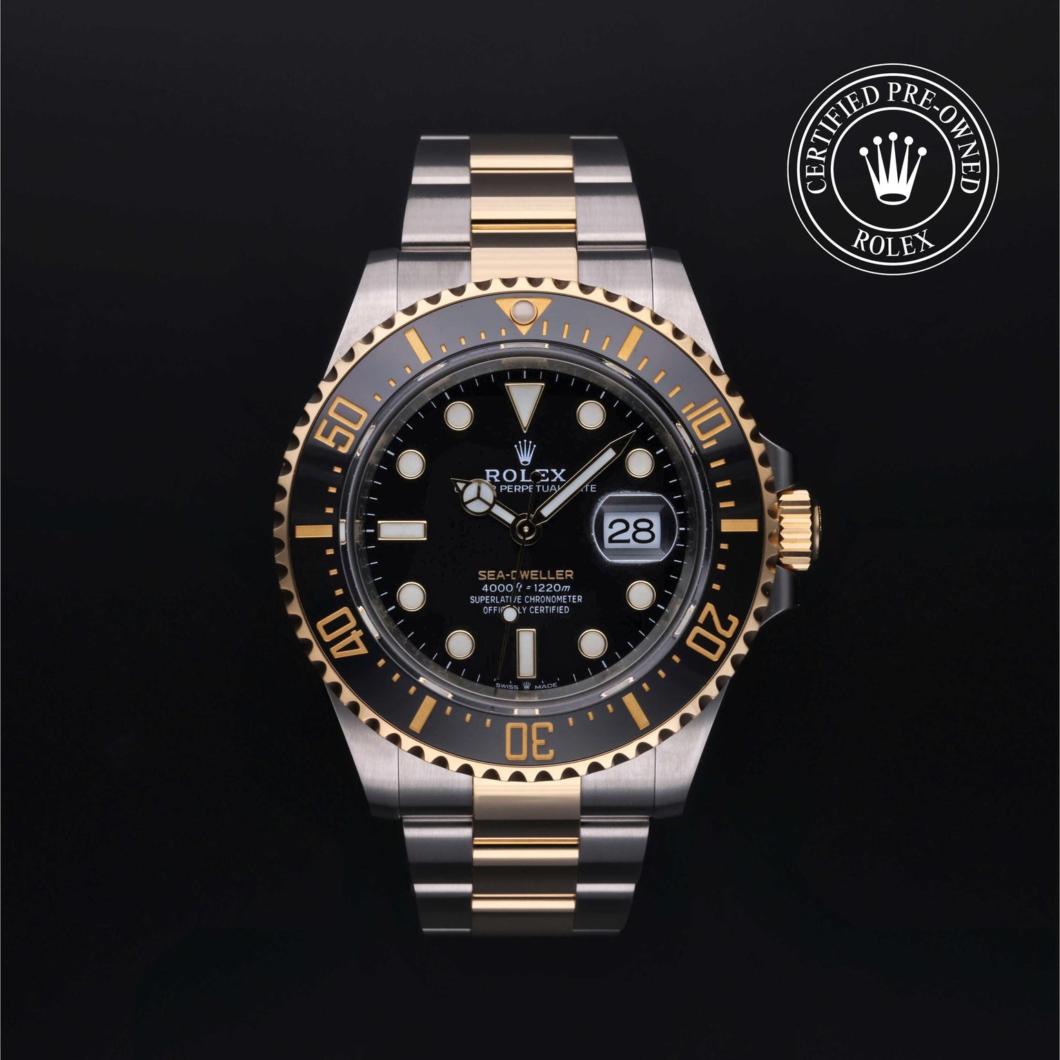 Rolex Certified Pre-owned Sea-Dweller M126603-0001 front on black background