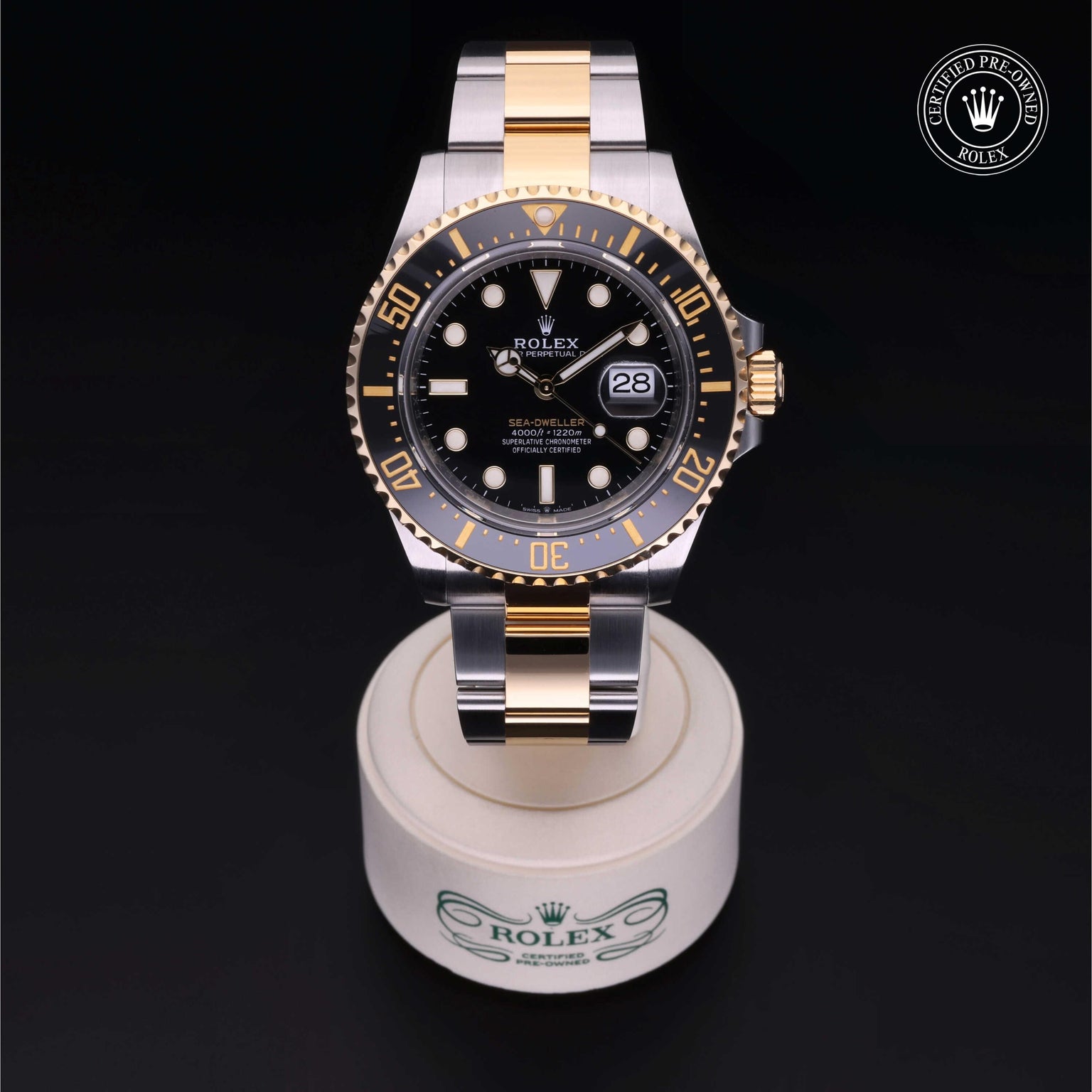 Rolex Certified Pre-owned Sea-Dweller M126603-0001 front on black background