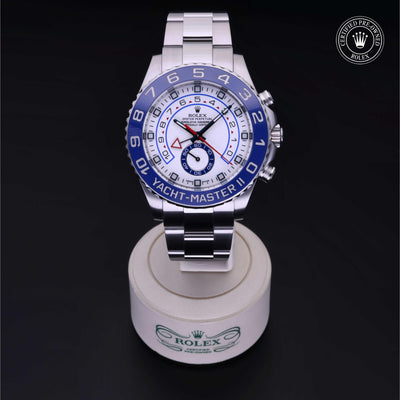Rolex Certified Pre-owned Yacht-Master M116680-0001 front on black background