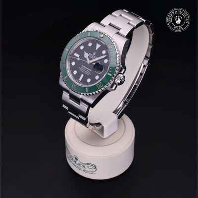 Rolex Certified Pre-owned Submariner Date M126610LV-0002 front on black background