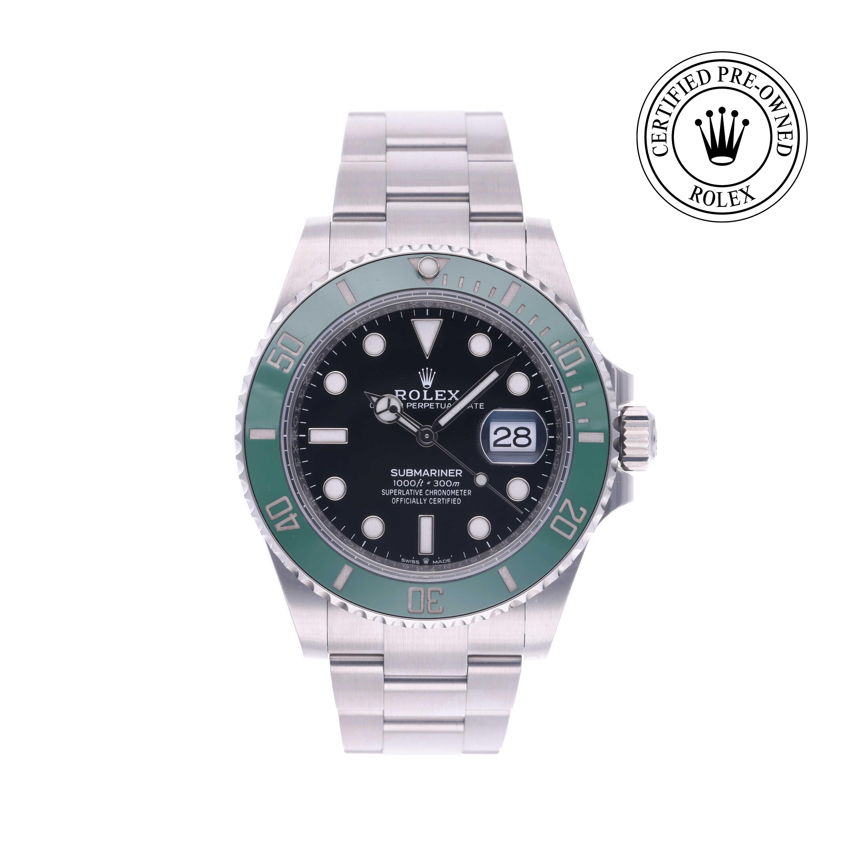 Rolex Certified Pre-owned Submariner Date M126610LV-0002 front on white background