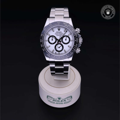 Rolex Certified Pre-owned Daytona M116500LN-0001 front on black background