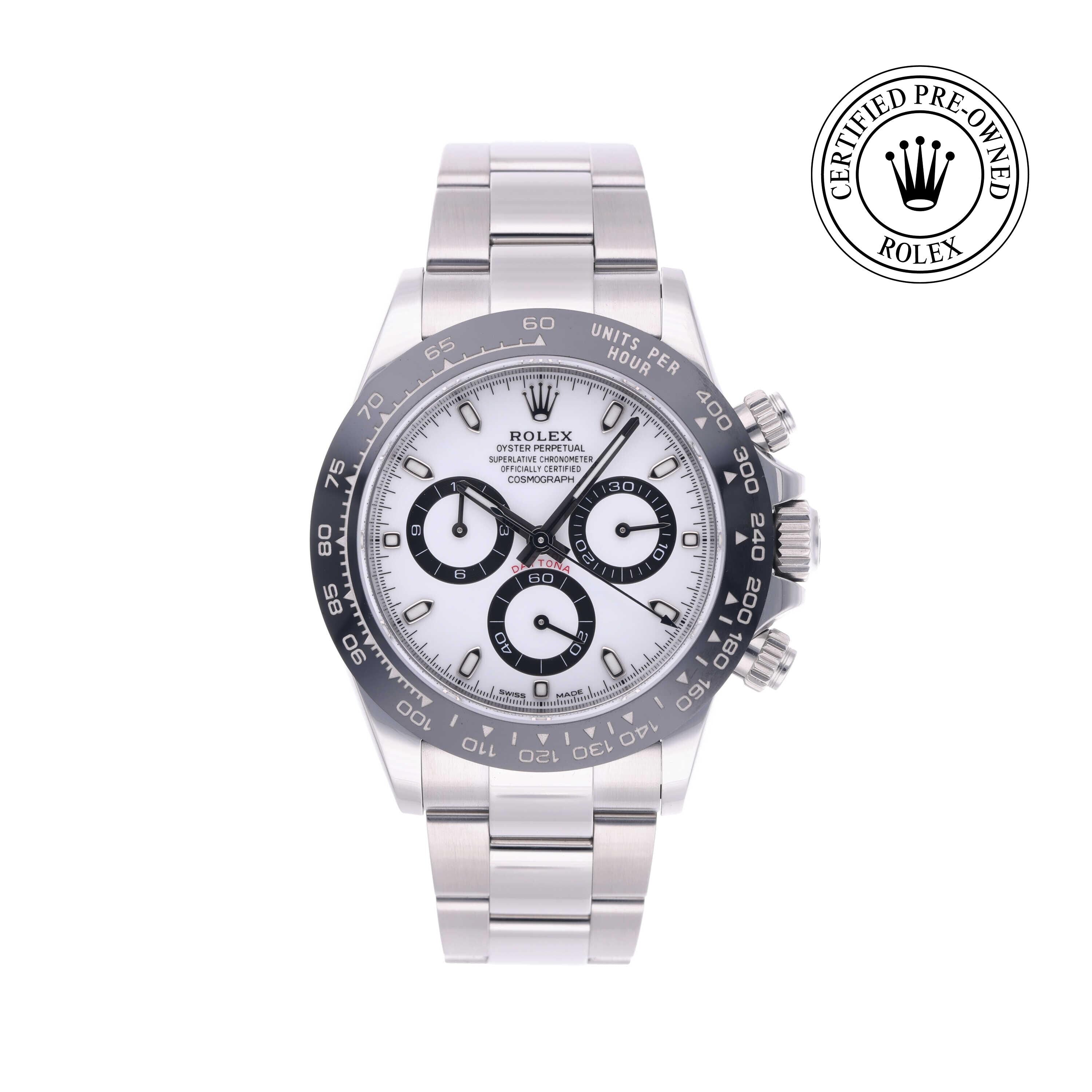 Rolex Certified Pre-owned Daytona M116500LN-0001 front on white background
