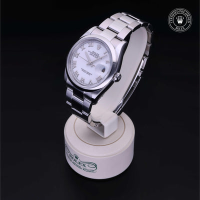 Rolex Certified Pre-owned Datejust M126200-0008 front on black background