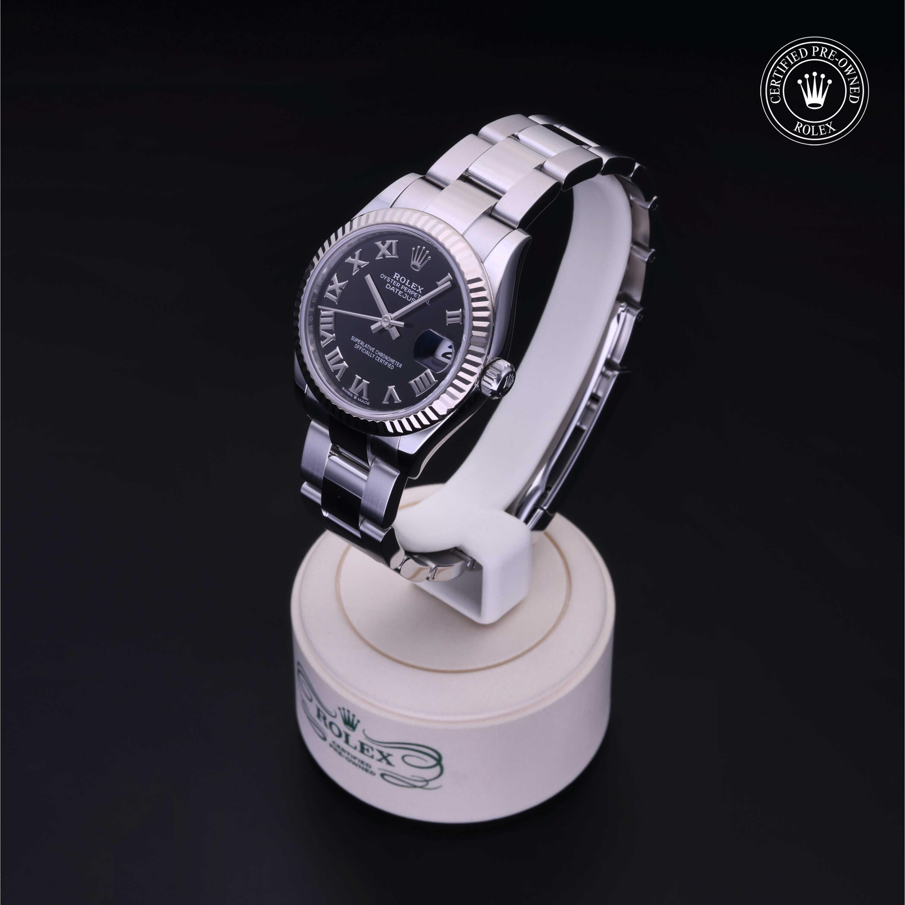 Rolex Certified Pre-owned Lady Datejust M278274-0001 front on black background