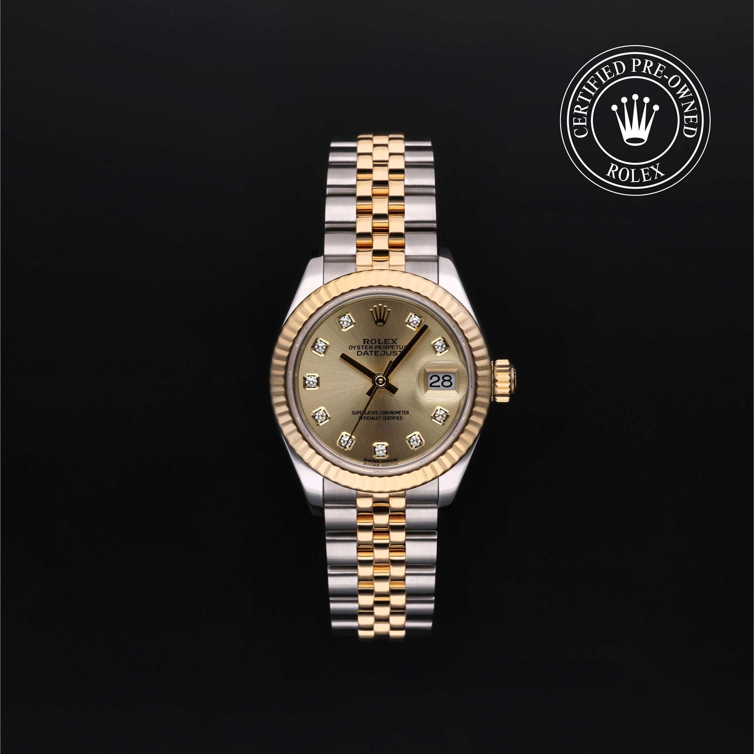Rolex Certified Pre-owned Lady Datejust M279173-0011 front on black background