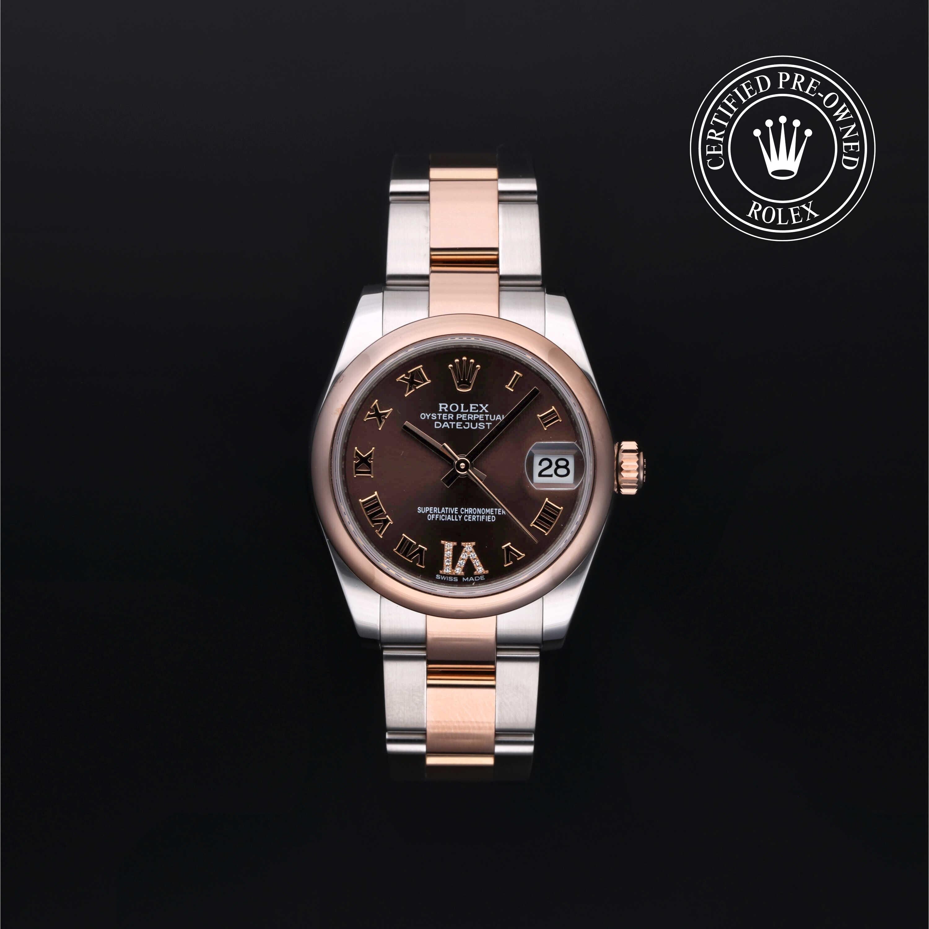 Rolex Certified Pre-owned Lady Datejust M178241-0074 front on black background