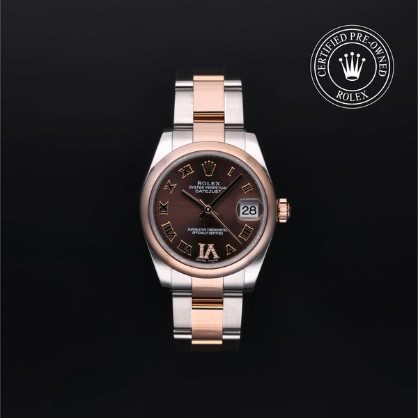 Rolex Certified Pre-owned Lady Datejust M178241-0074 front on black background
