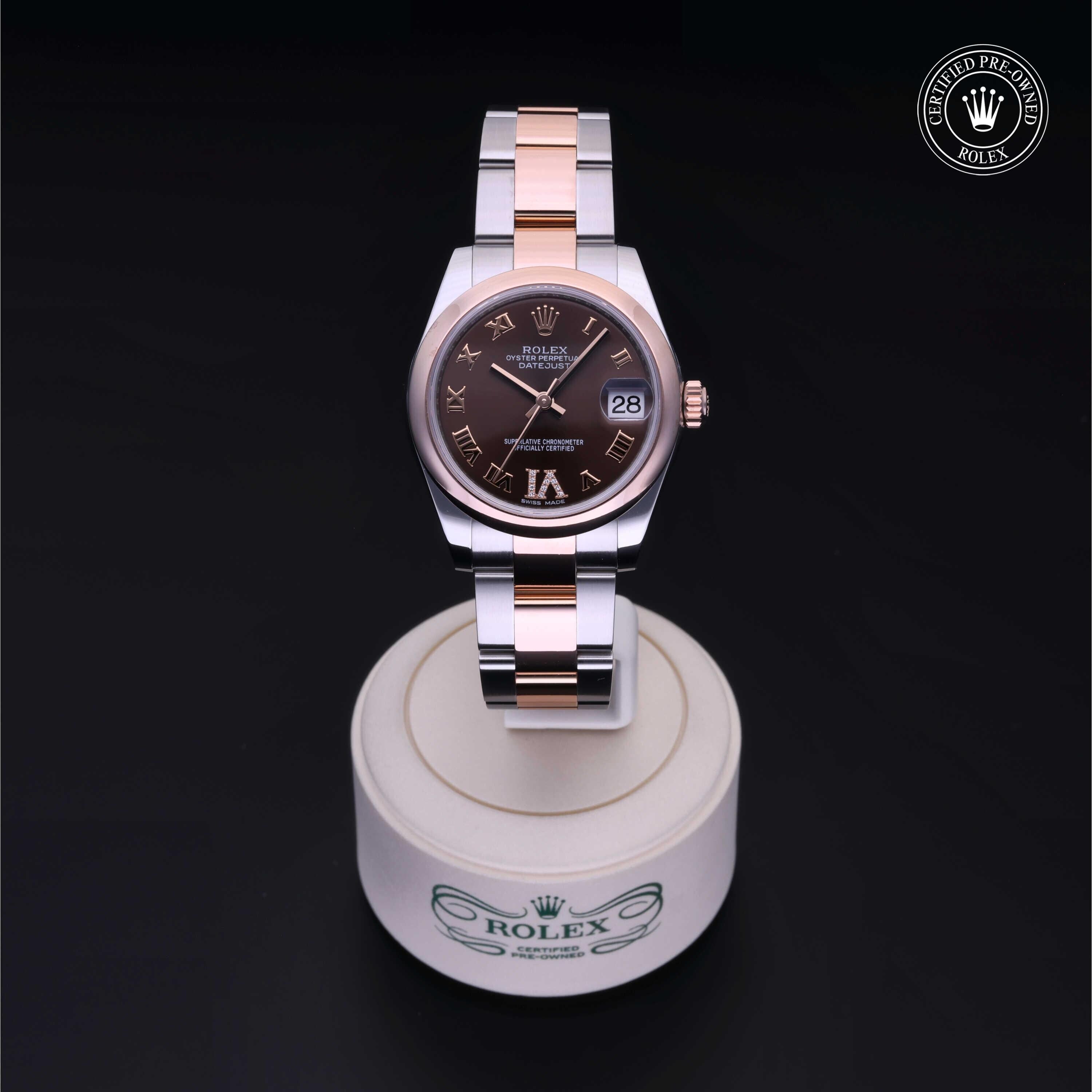 Rolex Certified Pre-owned Lady Datejust M178241-0074 front on black background