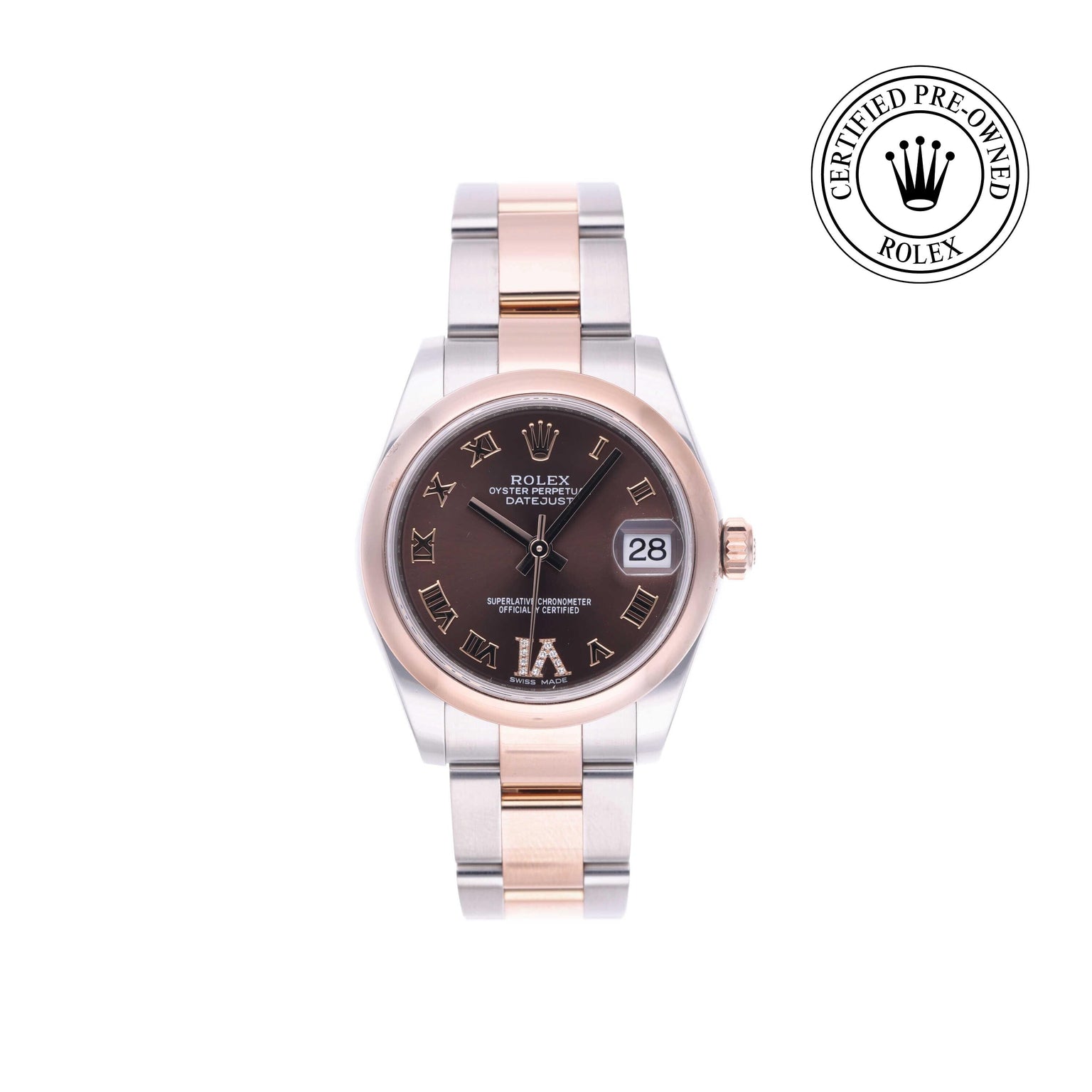 Rolex Certified Pre-owned Lady Datejust M178241-0074 front on white background