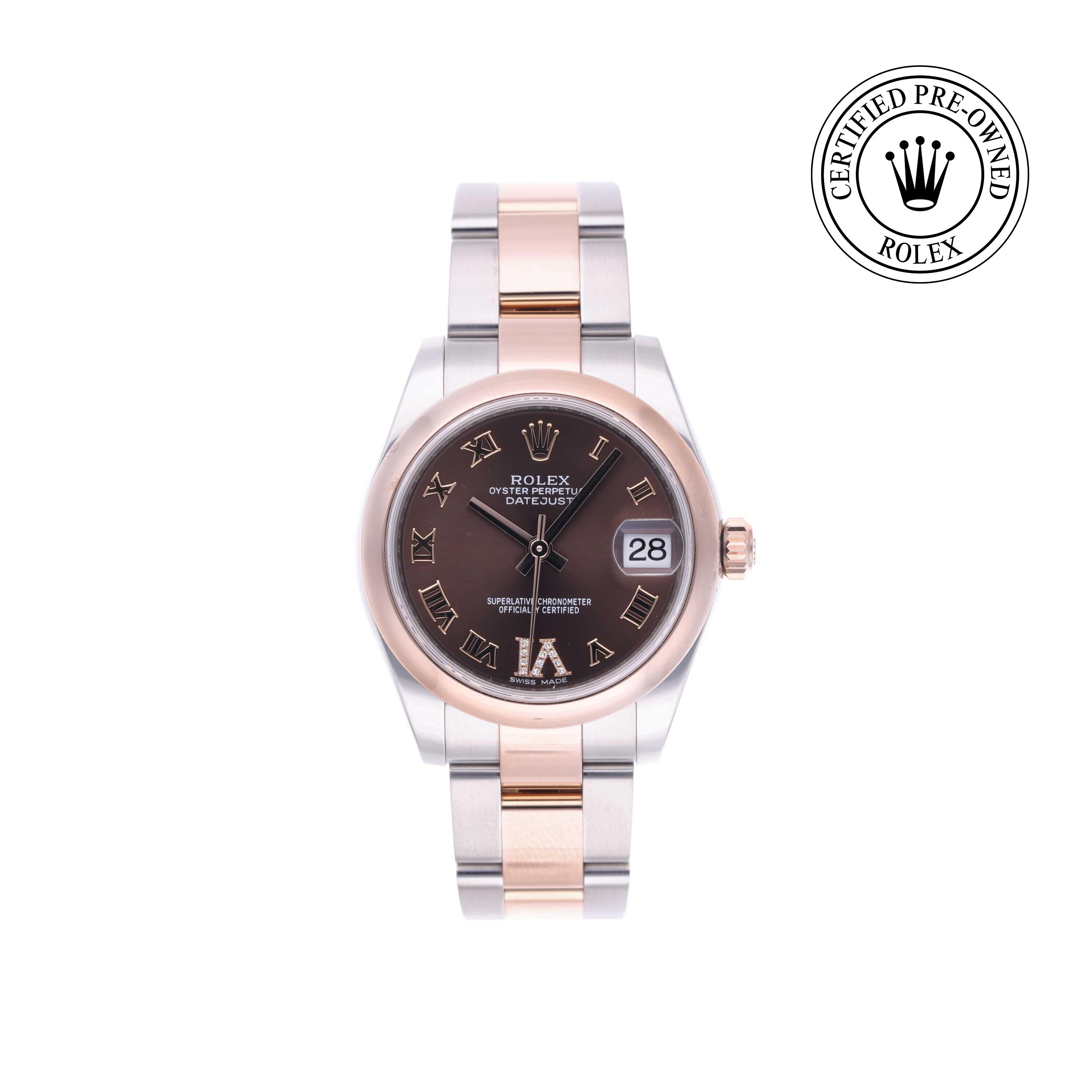 Rolex Certified Pre-owned Lady Datejust M178241-0074 front on white background