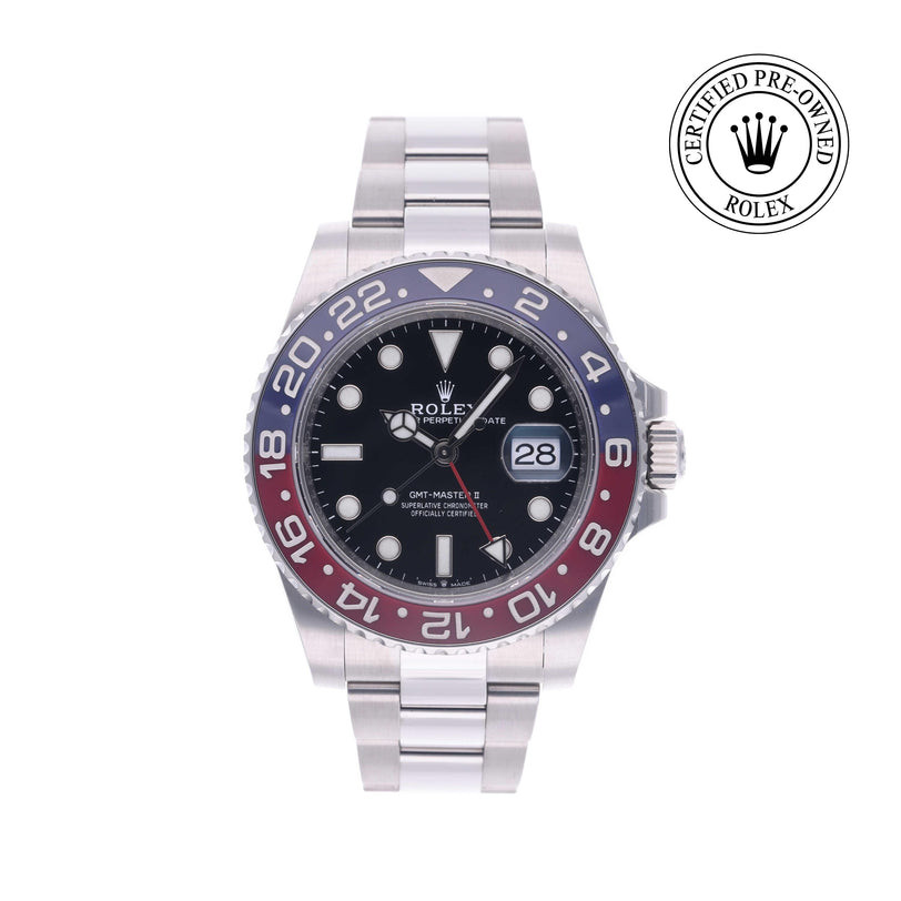 Rolex Certified Pre-owned GMT M126710BLRO-0002 front on white background