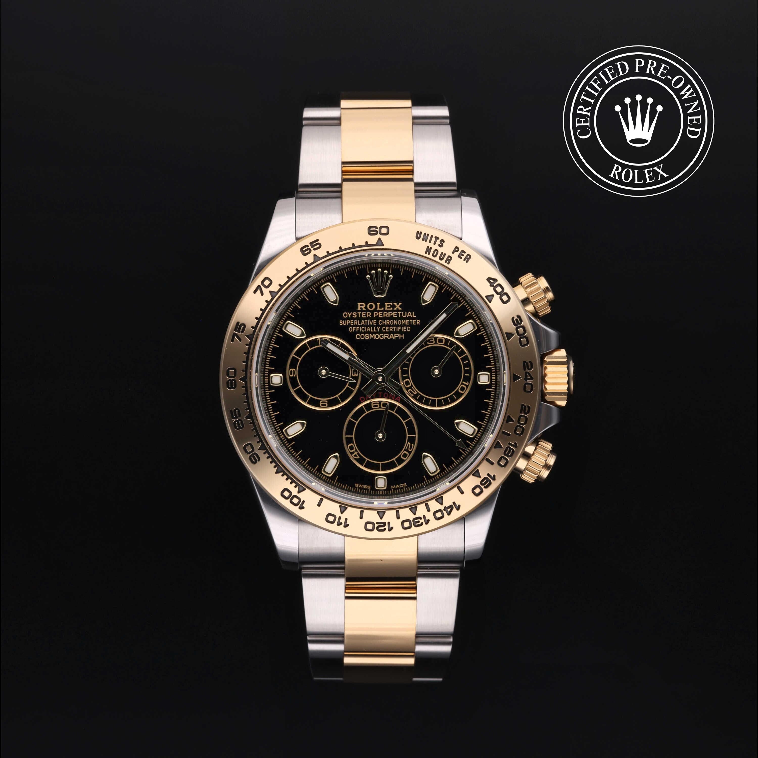 Rolex Certified Pre-owned Daytona M116503-0004 front on black background