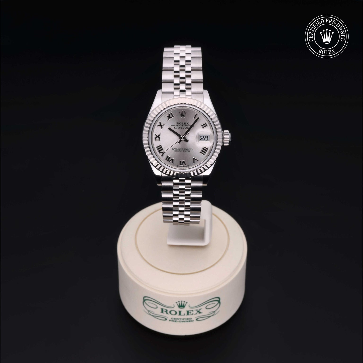 Rolex Certified Pre-owned Lady Datejust M279174-0007 front on black background