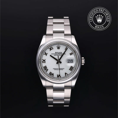 Rolex Certified Pre-owned Datejust M126200-0007 front on black background