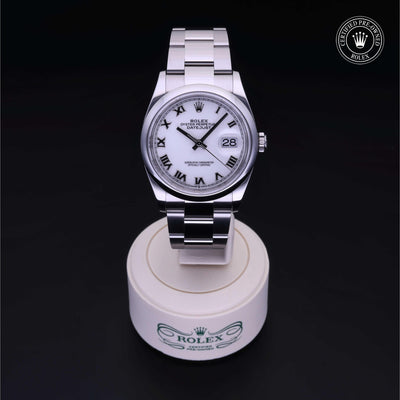 Rolex Certified Pre-owned Datejust M126200-0007 front on black background