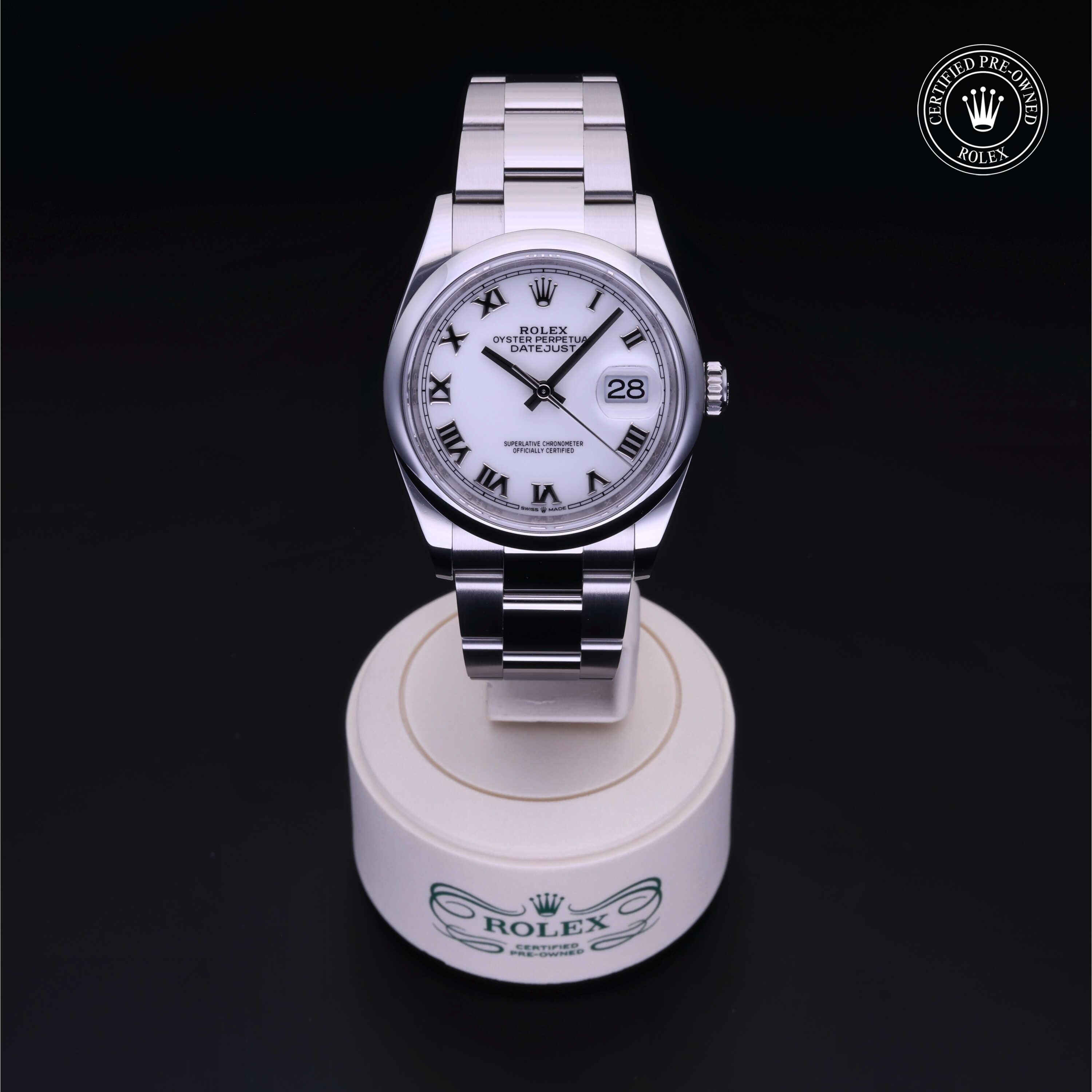 Rolex Certified Pre-owned Datejust M126200-0007 front on black background