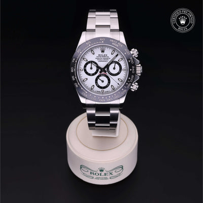 Rolex Certified Pre-owned Daytona M116500LN-0001 front on black background