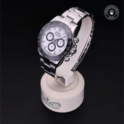 Rolex Certified Pre-owned Daytona M116500LN-0001 front on black background